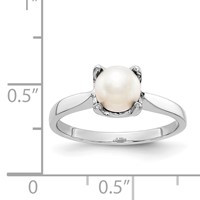 14K White Gold 6mm White Freshwater Cultured Pearl Ring view 5