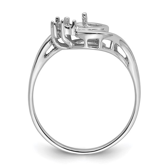 14k White Gold Holds 6mm Pearl and 3-1.5mm Stones Ring Mounting