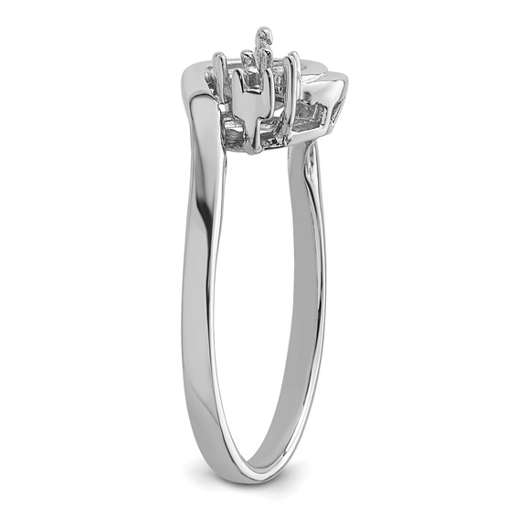 14k White Gold Holds 6mm Pearl and 3-1.5mm Stones Ring Mounting