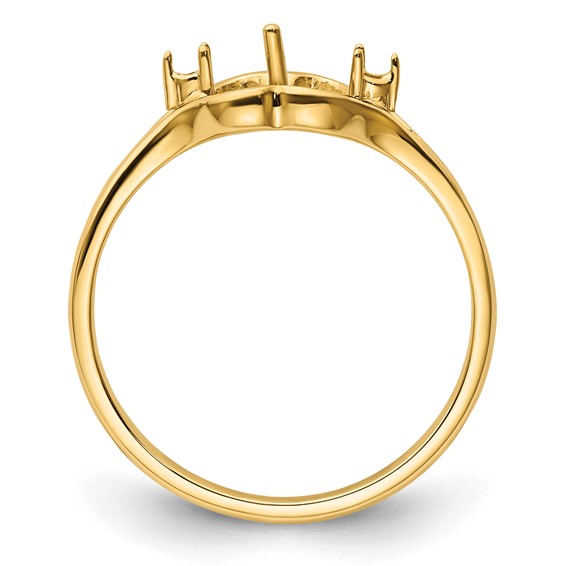 14k Holds 6mm Pearl and 2-1.4mm Stones Ring Mounting