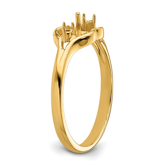 14k Holds 6mm Pearl and 2-1.4mm Stones Ring Mounting