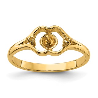 14k Holds 6mm Pearl and 2-1.4mm Stones Ring Mounting