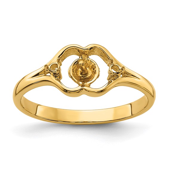 14k Holds 6mm Pearl and 2-1.4mm Stones Ring Mounting