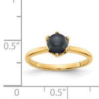 14K 5.5mm Yellow Gold Black Freshwater Cultured Pearl Ring view 2