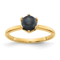 14K 5.5mm Yellow Gold Black Freshwater Cultured Pearl Ring view 1