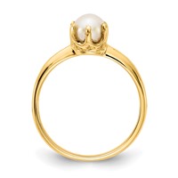 14K 5.5mm Yellow Gold White Freshwater Cultured Pearl Ring view 2