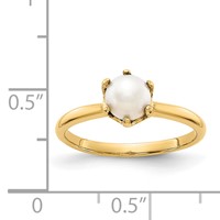 14K 5.5mm Yellow Gold White Freshwater Cultured Pearl Ring view 5