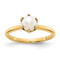 14K 5.5mm Yellow Gold White Freshwater Cultured Pearl Ring view 1