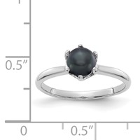 14K White Gold 5.5mm Black Freshwater Cultured Pearl Ring view 2
