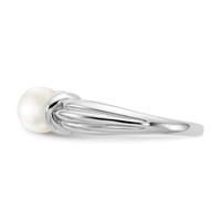 14K White Gold 6mm White Freshwater Cultured Pearl Ring view 3