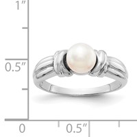 14K White Gold 6mm White Freshwater Cultured Pearl Ring view 5