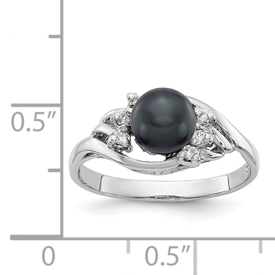 Gold Polished Freshwater Pearl and Diamond Rings