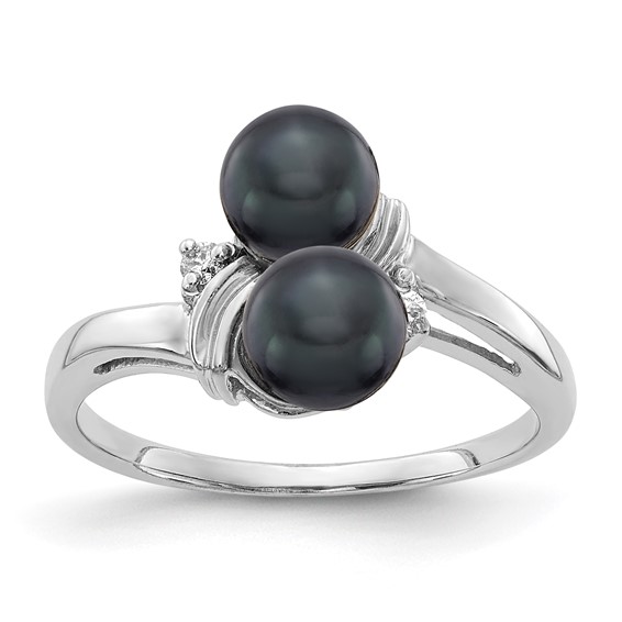Gold Freshwater Cultured Pearl and Diamond Rings
