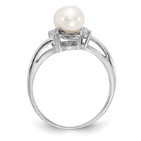 14K White Gold 5.5mm White Freshwater Cultured Two-Pearl and Aaa Diamond Ring view 2