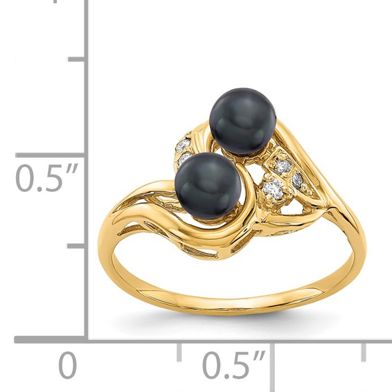 Gold Freshwater Cultured Pearl and Diamond Rings