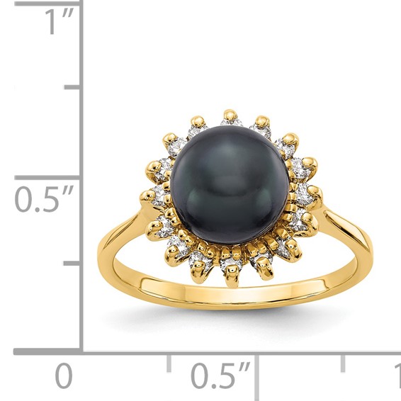 Gold Freshwater Cultured Pearl and Diamond Rings