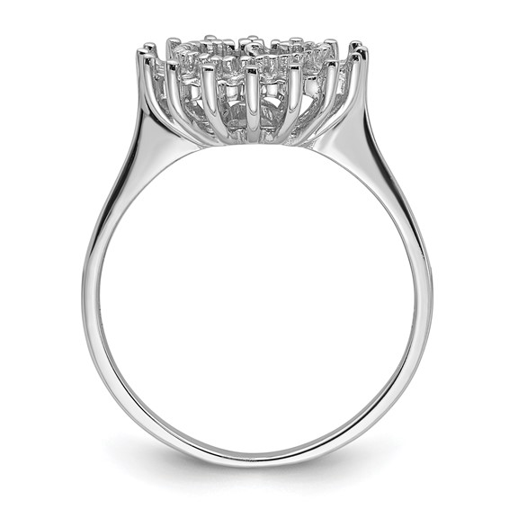 14k White Gold Hold 7.5mm Pearl and 16-1.5mm Stones Ring Mounting