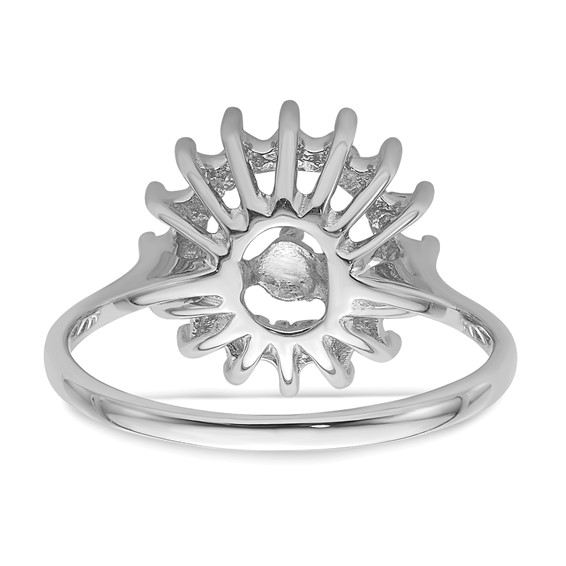 14k White Gold Hold 7.5mm Pearl and 16-1.5mm Stones Ring Mounting