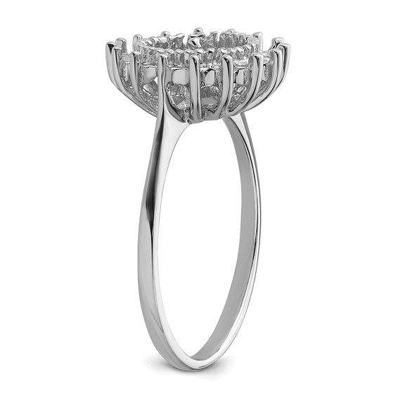 14k White Gold Hold 7.5mm Pearl and 16-1.5mm Stones Ring Mounting