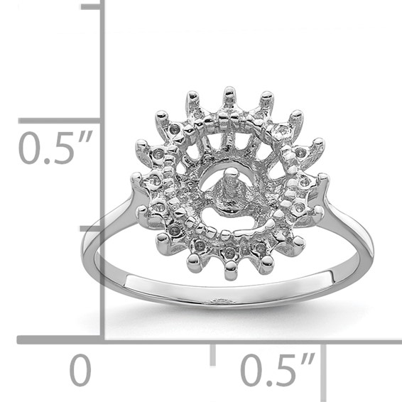 14k White Gold Hold 7.5mm Pearl and 16-1.5mm Stones Ring Mounting