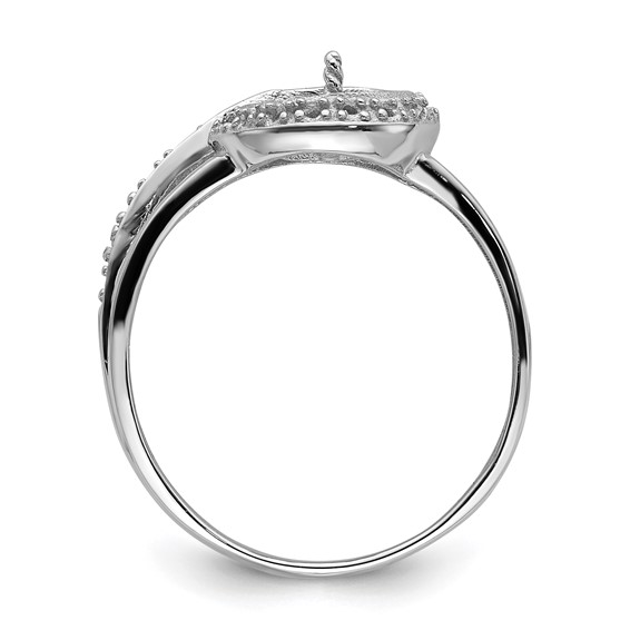 14k White Gold Holds 7.5mm Pearl and 22-1.0mm Stones Halo Ring Mounting