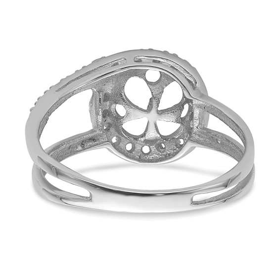 14k White Gold Holds 7.5mm Pearl and 22-1.0mm Stones Halo Ring Mounting