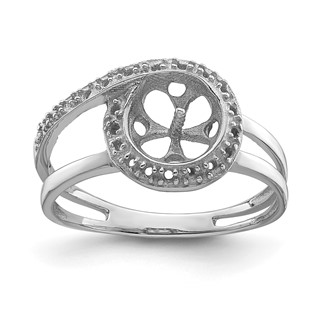 14k White Gold Holds 7.5mm Pearl and 22-1.0mm Stones Halo Ring Mounting