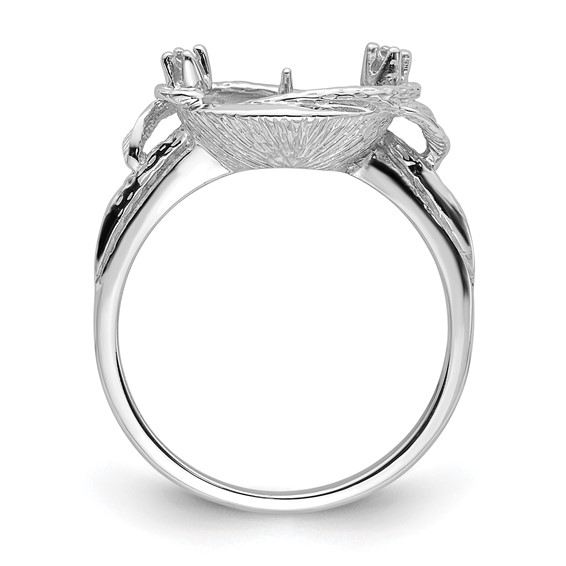 14k White Gold Holds 7.5mm Pearl and 2-1.3mm Stones Swirl Ring Mounting