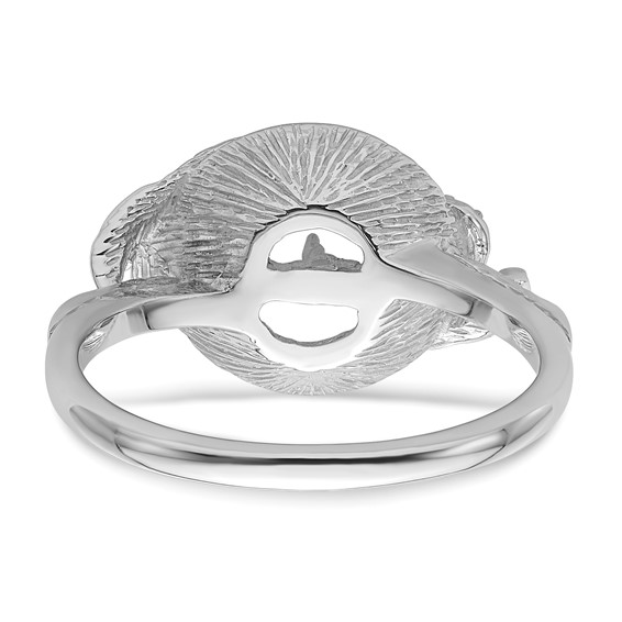 14k White Gold Holds 7.5mm Pearl and 2-1.3mm Stones Swirl Ring Mounting