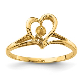 14k Holds 4.5mm Pearl and 1-1.0mm Stone Heart Ring Mounting
