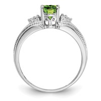 14K White Gold 7x 5mm Oval Peridot and 0.07 Carat AA Diamond Ring view 2