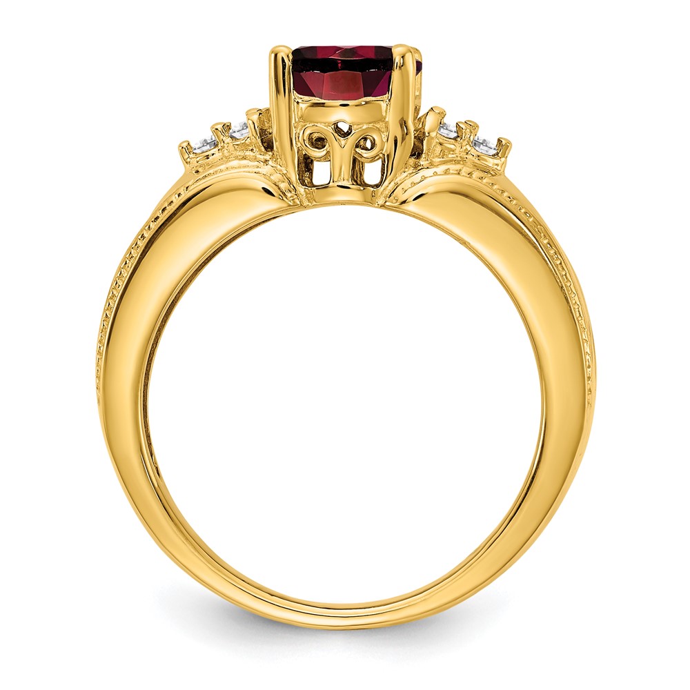 14k 8x6mm Oval Garnet AA Diamond ring (Y4452GA/AA)
