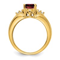 14K Yellow Gold 8x 6mm Oval Garnet and 0.10 Carat AA Diamond Ring view 3