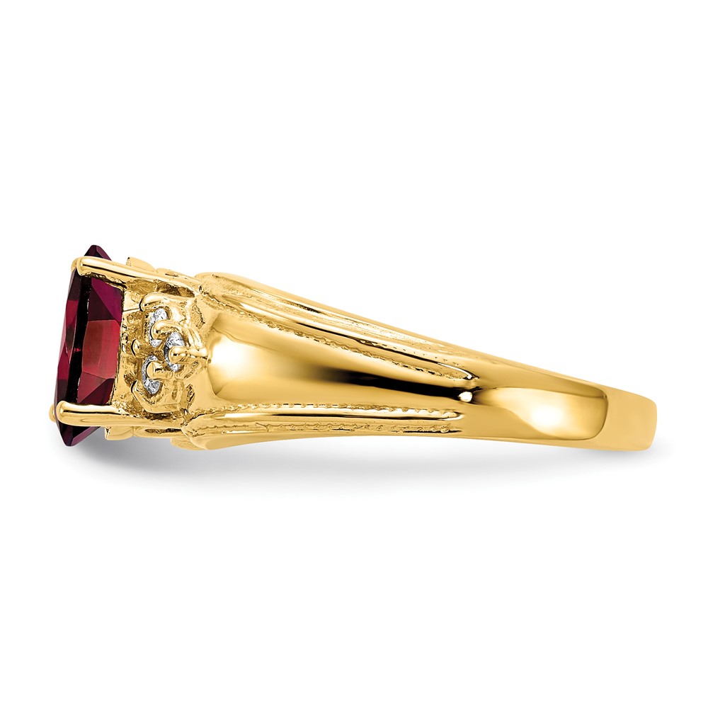 14k 8x6mm Oval Garnet AA Diamond ring (Y4452GA/AA)
