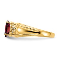 14K Yellow Gold 8x 6mm Oval Garnet and 0.10 Carat AA Diamond Ring view 4