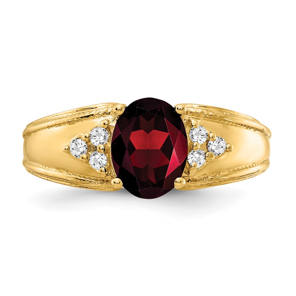 14k 8x6mm Oval Garnet AA Diamond ring (Y4452GA/AA)