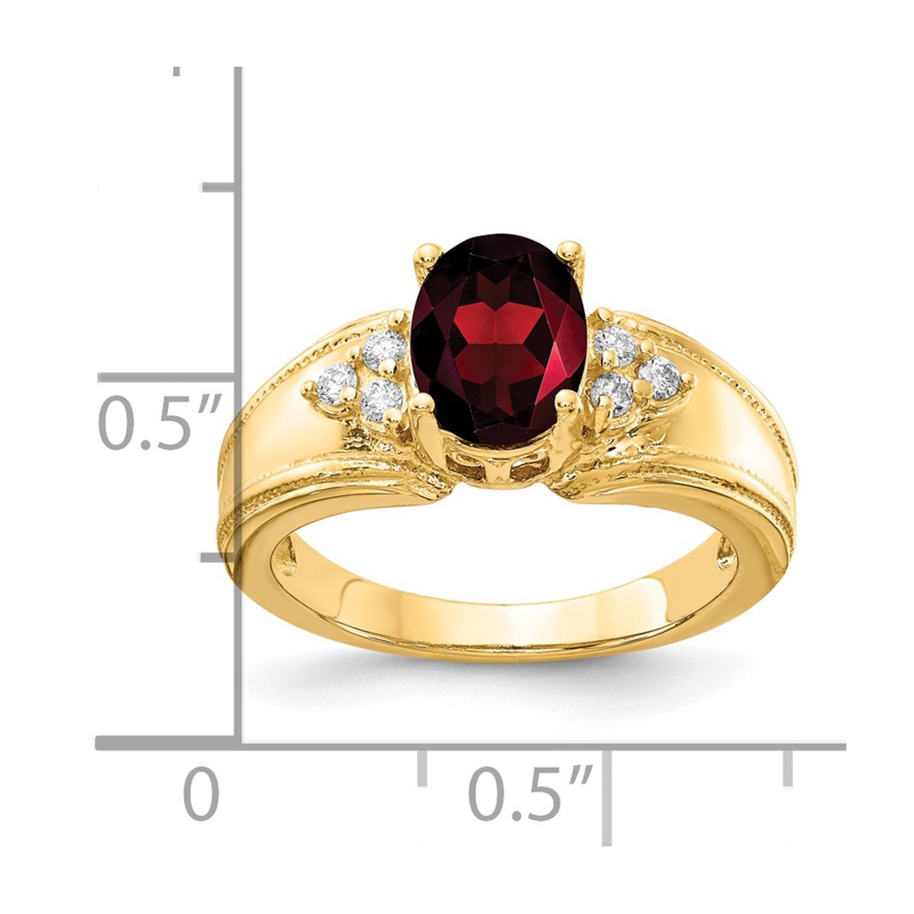 14k 8x6mm Oval Garnet AA Diamond ring (Y4452GA/AA)