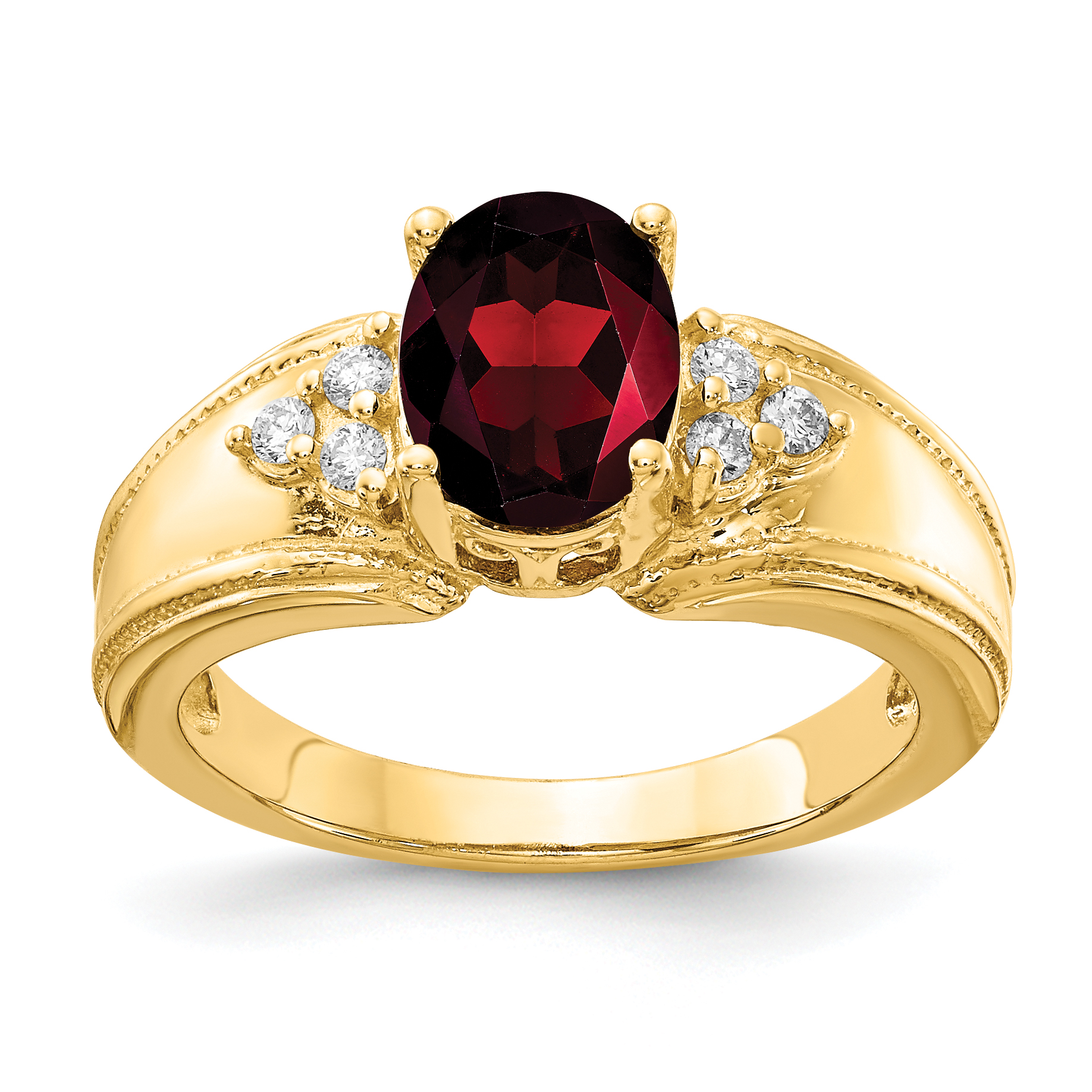 14k 8x6mm Oval Garnet AA Diamond ring (Y4452GA/AA)