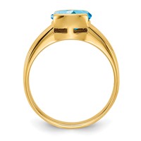 14K Yellow Gold 8x 6mm Oval Blue Topaz Ring view 2