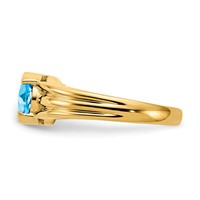 14K Yellow Gold 8x 6mm Oval Blue Topaz Ring view 3