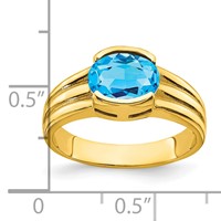 14K Yellow Gold 8x 6mm Oval Blue Topaz Ring view 5