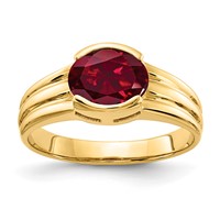 14K Yellow Gold 8x 6mm Oval Lab-Created Ruby East-West Ring view 1