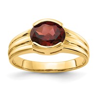 14K Yellow Gold 8x 6mm Oval Garnet East-West Ring view 1