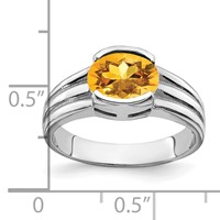 14K White Gold 8x 6mm Oval Citrine Ring view 2