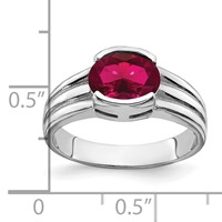 14K White Gold 8x 6mm Oval Created Ruby Ring view 2