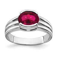 14K White Gold 8x 6mm Oval Created Ruby Ring view 1