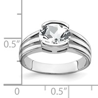 14K White Gold 8x 6mm Oval Cubic Zirconia Ring view 2