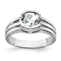 14K White Gold 8x 6mm Oval Cubic Zirconia Ring view 1