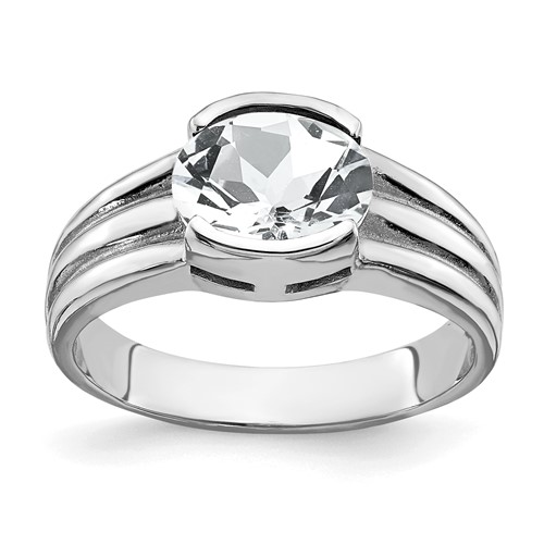 14K White Gold 8x 6mm Oval Cubic Zirconia Ring