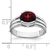 14K White Gold 8x 6mm Oval Garnet Ring view 2